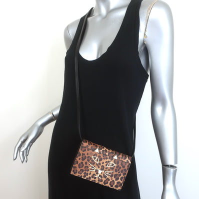 Charlotte Olympia Feline Leopard Print Mini Crossbody Bag 