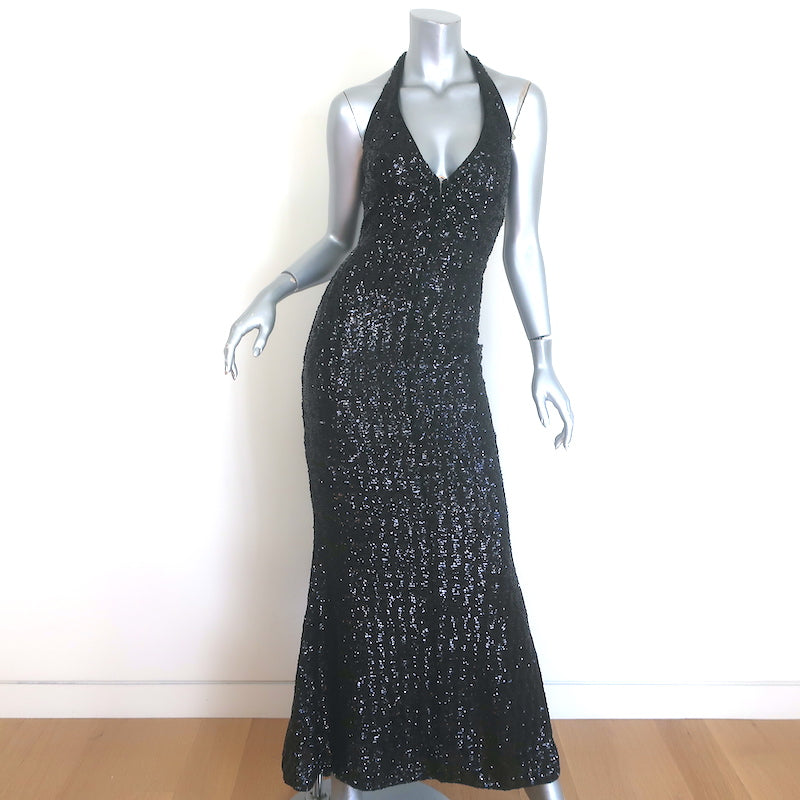 Chiara Boni La Petite Robe Ryushi Sequined Halter Gown Black Size 2 NEW
