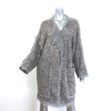 Chloe fringed boucle knit sweater-coat in gray/beige wool-blend, extra-small, gently pre-owned luxury