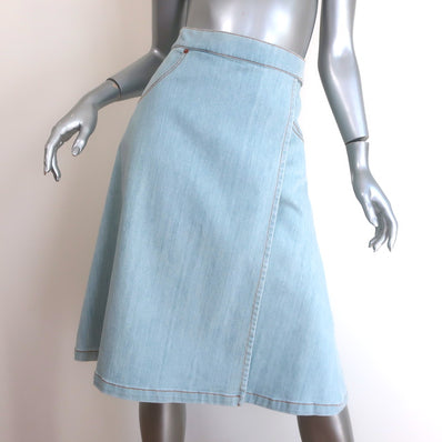Chloe Light Denim Midi Wrap Skirt Blue 