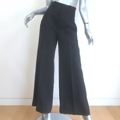 Chloe Linen Wide Leg High Rise Trousers Black Size 34