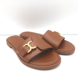 Chloe Marcie Buckled Slide Sandals Brown Leather Size 38 NEW