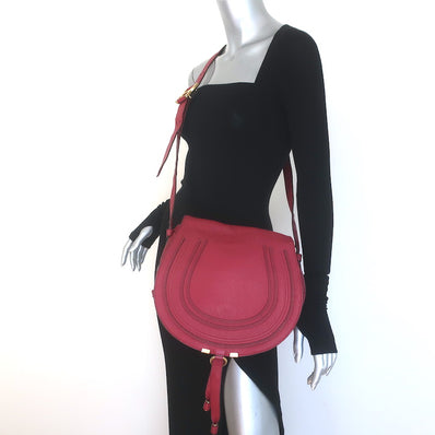 Chloe Marcie Medium Crossbody Saddle Bag Red 