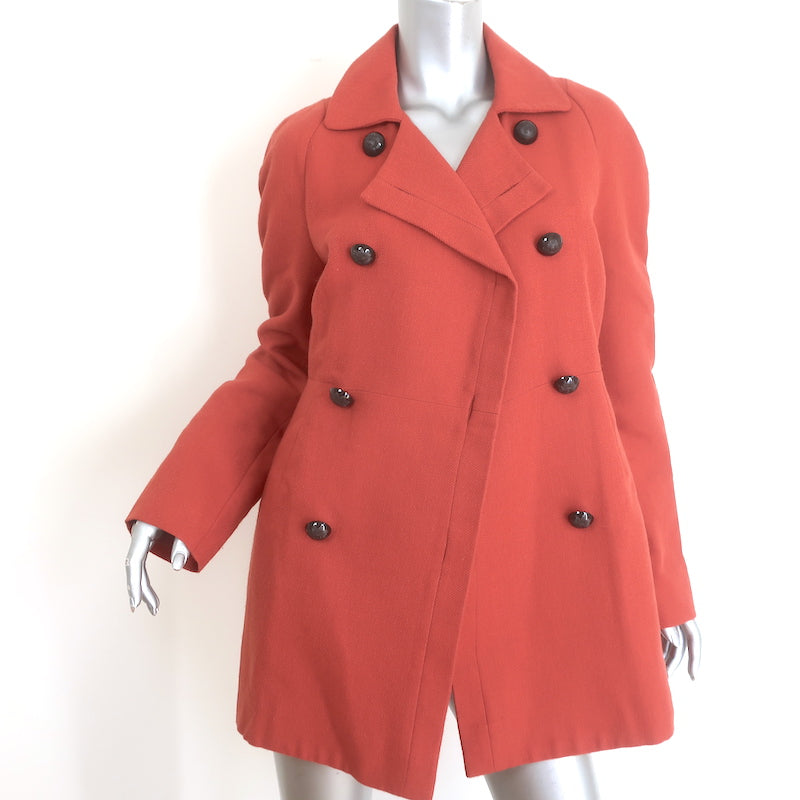 Chloe Pea Coat Brick Red Wool-Blend Size 40 Double Breasted Jacket
