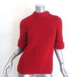 Chloe Ribbed Knit Short Sleeve Sweater Red
