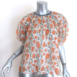 Chloe Tulip Print Puff Sleeve Blouse Cream/Orange