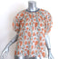 Chloe Tulip Print Puff Sleeve Blouse Cream/Orange Cotton-Silk Size 40