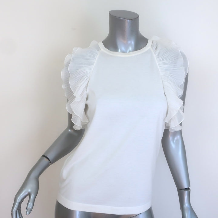 Chloe White Wardrobe Ruffle-Trimmed Top White 