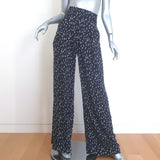 Chloe Wide Leg Pants Navy Micro Tulip Print