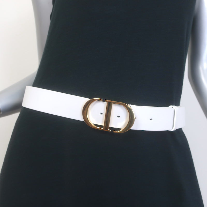 Christian Dior 30 Montaigne Belt White Leather Size 85 – Celebrity