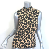 Christian Dior Asymmetric Zip-Front Top Beige Leopard 
