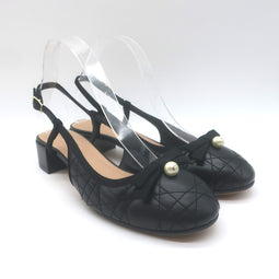 Christian Dior Ballet Slingback Pumps Black Quilted Cannage
