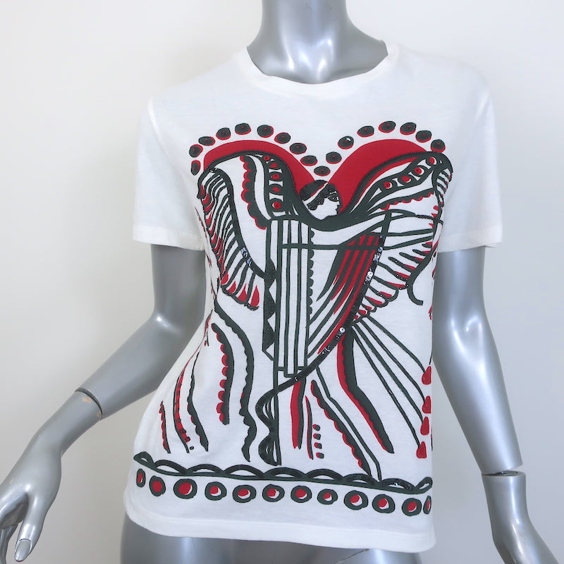 Christian Dior Beaded & Sequin-Embellished T-Shirt White Size Extra Small