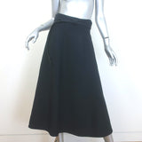 Christian Dior Belted Flared Midi Skirt Black Wool-Silk Size US 8