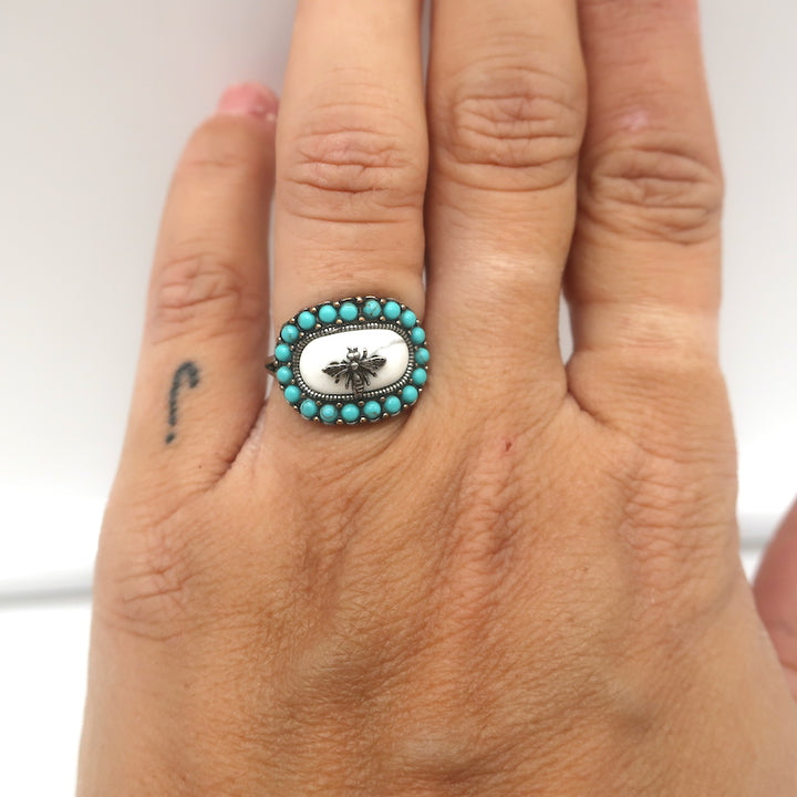 Christian Dior Bohemienne Turquoise &amp; Resin Bee Ring 