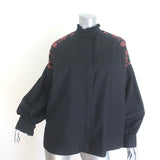Christian Dior Butterfly Beaded & Embroidered Ruffle Neck Shirt Black Size US 6