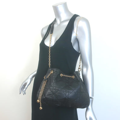 Christian Dior Cannage Ammi Bucket Bag Black Supple Leather Small Crossbody