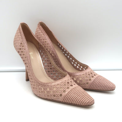 Christian Dior Capture pumps, rose-gold lurex Cannage stitching, pre-owned authentic luxury
