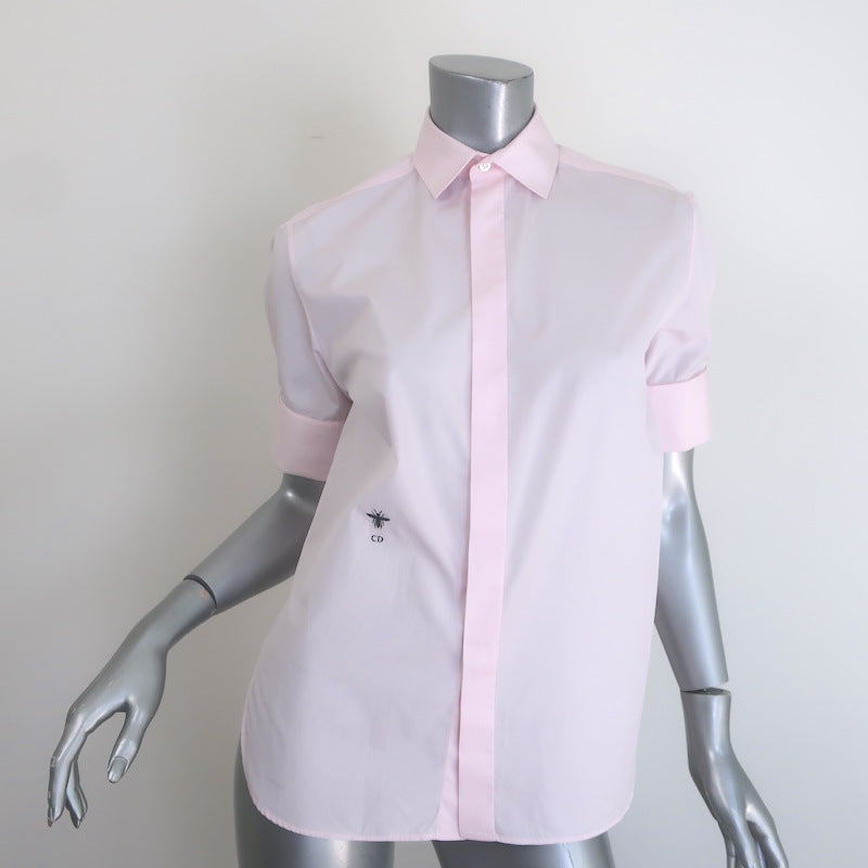 Christian Dior Cuffed Sleeve Button Down Shirt Light Pink