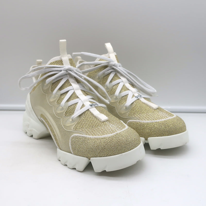 Christian Dior D-Connect Sneakers Gold Technical Knit Size 37.5