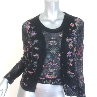 Christian Dior Embroidered Tank & Cardigan Twinset Black
