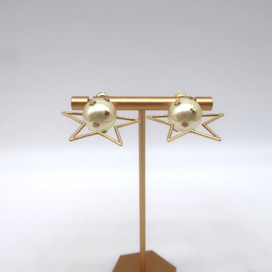 Christian Dior Faux Pearl Star Tribales Earrings 