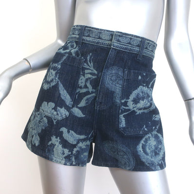 Christian Dior Floral Paisley Print Denim Shorts