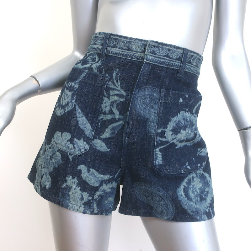 Christian Dior Floral Paisley Print Denim Shorts
