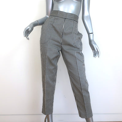 Christian Dior Gingham High Rise Cropped Pants Black/White Silk-Cotton Size US 6