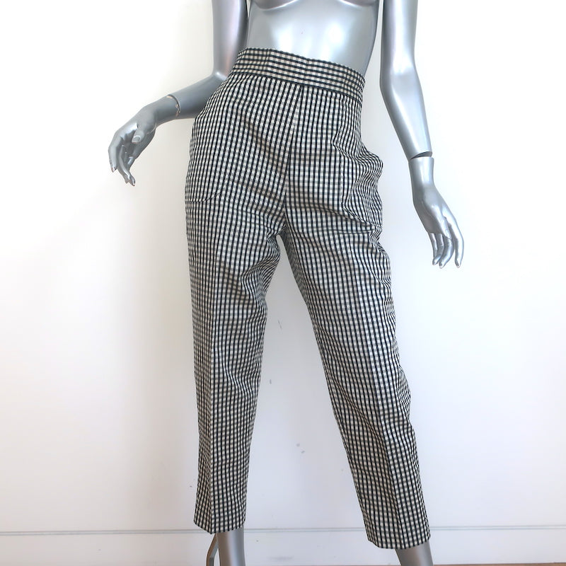 Christian Dior Gingham High Rise Cropped Pants Black/White Silk-Cotton Size US 6