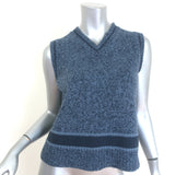 Christian Dior Intarsia Knit Sweater Vest Blue Wool-Cashmere Size US 6