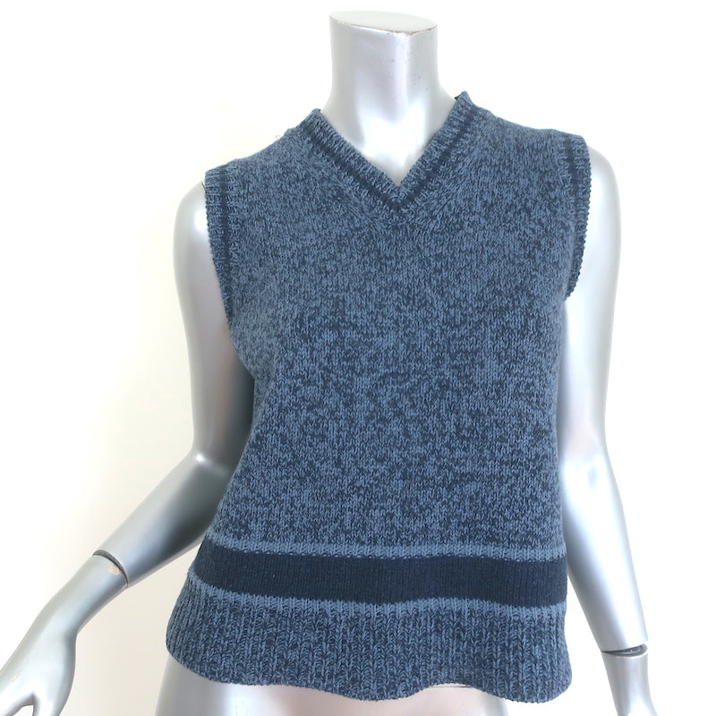 Christian Dior Intarsia Knit Sweater Vest Blue Wool-Cashmere Size US 6