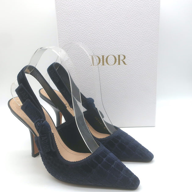 Christian Dior J'Adior Crocodile-Embroidered Velvet Slingback