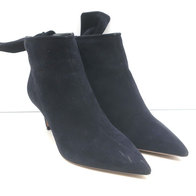 Christian Dior La Belle D Bow Ankle Boots Black Suede Size 35.5