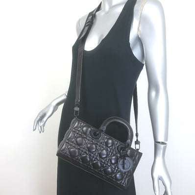 Christian Dior Lady D-Joy Bag Black Cannage Leather Medium Crossbody