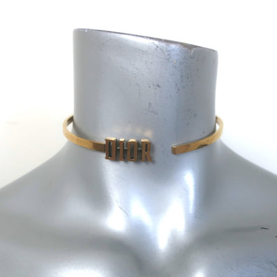 Christian Dior Logo Hinge Choker Necklace Antique Gold 