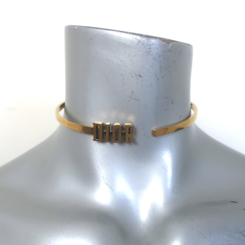 Christian Dior Logo Hinge Choker Necklace Antique Gold 