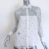 Christian Dior Polka Dot Embroidered Organza Blouse White Size 38 NEW