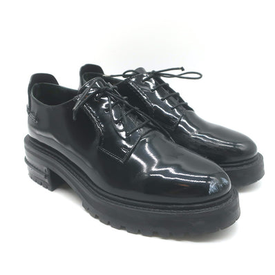 Christian Dior Stacked Heel Lace-Up Derby Shoes Black 