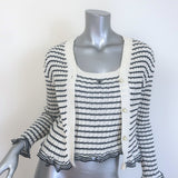 Christian Dior Striped Ruffled Distressed Knit Twinset Black/Cream