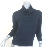 Christian Dior Tie-Neck Polo Sweater Navy Cashmere-Silk 