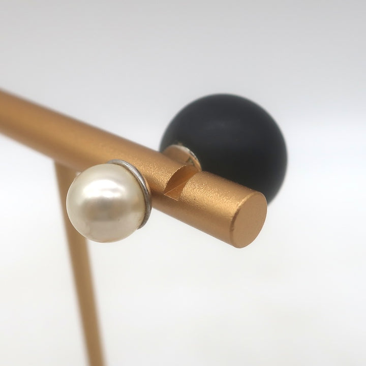Christian Dior Tribales Faux Pearl &amp; Matte Black Single Stud Earring