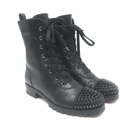 Christian Louboutin Croc Studded Cap Toe Combat Boots 