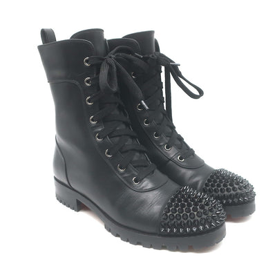 Christian Louboutin Croc Studded Cap Toe Combat Boots 