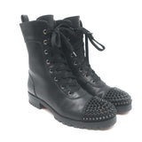 Christian Louboutin Croc Studded Cap Toe Combat Boots 