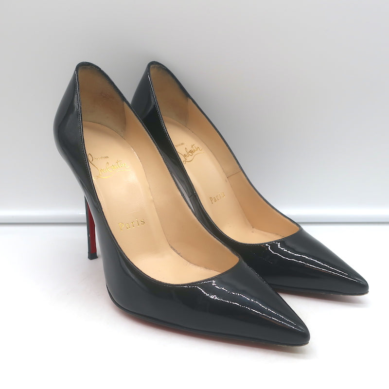 Christian Louboutin Kate 100 Pumps Black Patent Size 36 Pointed Toe Heels