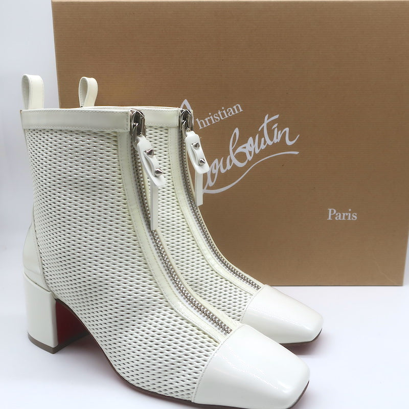 Christian Louboutin Kimi 55 Perforated Patent Leather Ankle Boots