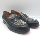 Christian Louboutin Montezupik Spike Studded Loafers Black Leather Size 41