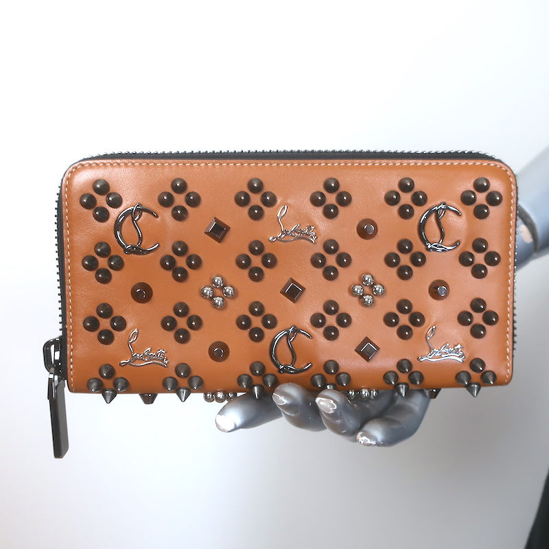 Christian Louboutin Panettone Spikes Wallet Caramel Leather