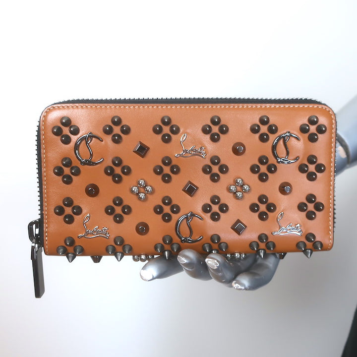 Christian Louboutin Panettone Spikes Wallet Caramel Leather